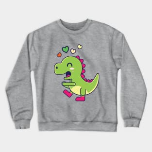 Kawaii Cute Dinosaur Cartoon valentine day Crewneck Sweatshirt